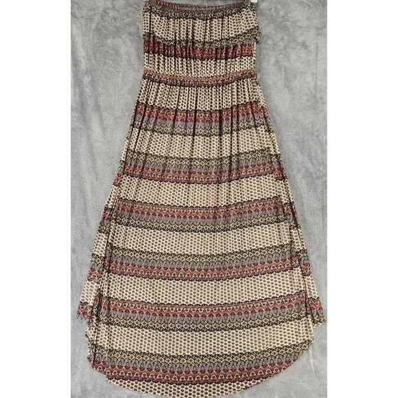 Forcynthia Dress Womens Large Paisley Boho High Low Strapless Tube Beachwear - Picture 2 of 10